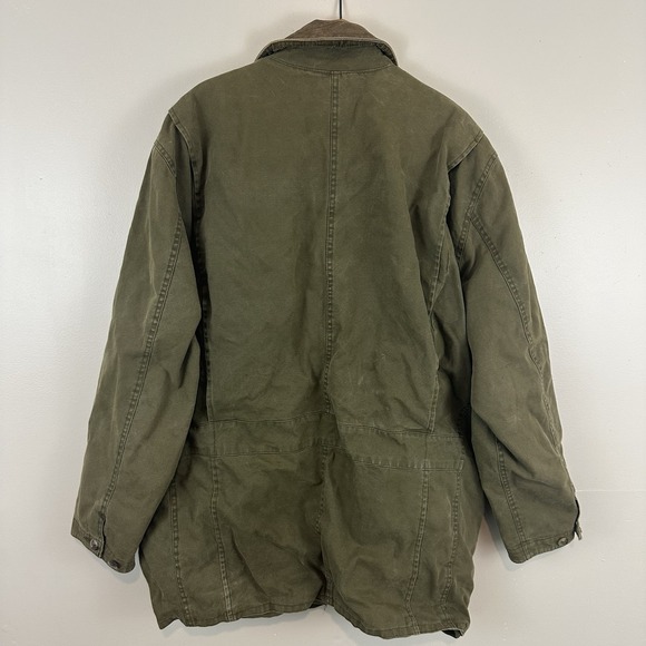 Banana Republic VTG Army Green Leather Collar Distressed Jacket Mens M Read - Picture 6 of 16